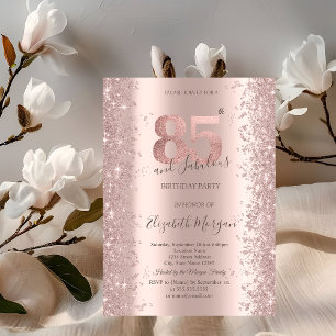 Roze Goud Glitter Diamanten 85e Verjaardag Kaart