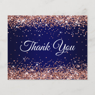 Roze Goud Glitter Donkerblauwe Ombre Dank Je Flyer