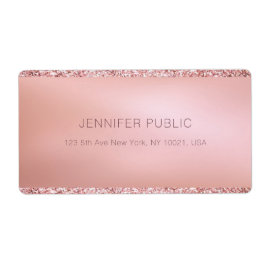 Roze Goud Glitter Gepersonaliseerde Sjabloon Verze Etiket