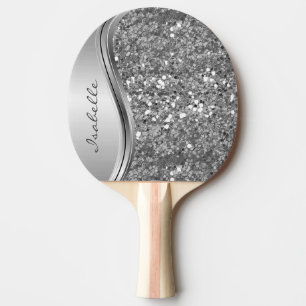 Roze Goud Glitter Glam Bling Gepersonaliseerd Meta Tafeltennisbatje