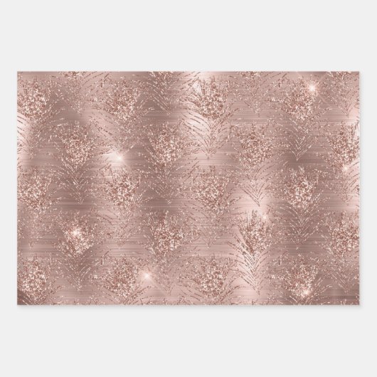 Roze Goud Glitter Glans Trendycadeau voor haar Inpakpapier Vel (Voorkant 2)