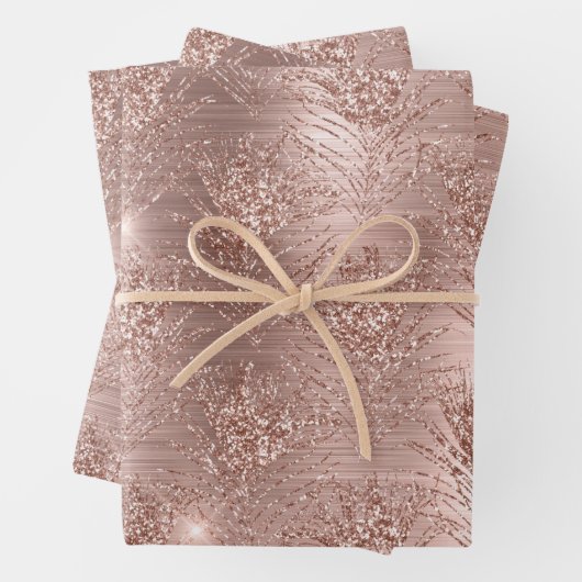 Roze Goud Glitter Glans Trendycadeau voor haar Inpakpapier Vel (In situ)