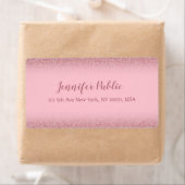 Roze Goud Glitter Handgeschreven Verzendsjabloon Etiket