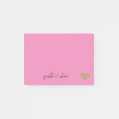 Roze Goud Glitter Hart Post-it® Notes (Voorkant)