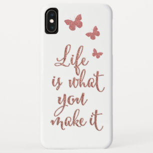 Roze Goud Glitter Het Leven Is Wat Je Ervan Maak iPhone XS Max Hoesje