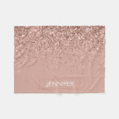 Roze Goud Glitter Monogram Naam Luxe Fleece Deken (Voorkant (Horizontaal))