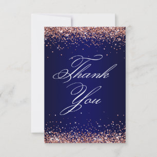 Roze Goud Glitter Navy Ombre Elegante 40e Verjaard Bedankkaart