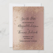Roze Goud Glitter Trendige Bewaar De Datum Save The Date (Voorkant)