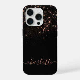 Roze Goud Glitters Fonkelende Elegante Glamoureuze iPhone 15 Pro Hoesje