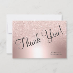 Roze goud glitters ombre metalen folie dank je bedankkaart