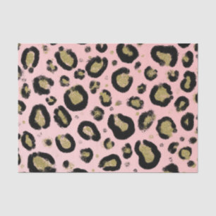 Roze Goud Glitters & Zwart Luipaard Cheeta Print Tissuepapier