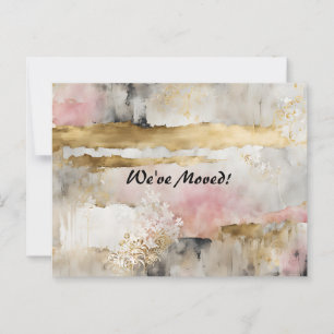 Roze Goud Grijs Wabi Sabi Nieuw Adres Briefkaart
