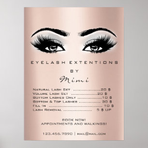 Roze Goud Grijze Make-up Ogen Wimpers Prijslijst Poster