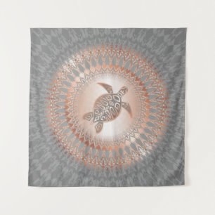 Roze Goud Grijze Schildpad En Mandala Wandkleed