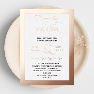 Roze Goud Happily Ever After Ontvangst Alleen Folie Uitnodiging