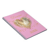 Roze & Goud Hart Elegant Custom Notitieboek (Rechterzijde)