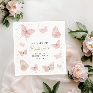 Roze Goud Hij Geeft Me Vlinders Bruidsuitnodiging Servet