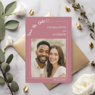 Roze goud ivoor moderne foto trouw Save the Date