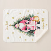 Roze & Goud Japandi Santa Sherpa Deken (Voorkant (horizontaal))