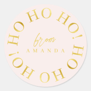 Roze Goud Kerstmis Ho Ho ID1009 Ronde Sticker
