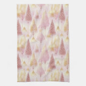 Roze Goud Kerstmis Rendier Patroon # 13 ID1009 Theedoek (Verticaal)