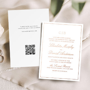 Roze Goud Klassieke Elegantie Script Monogram Huwe Folie Uitnodiging