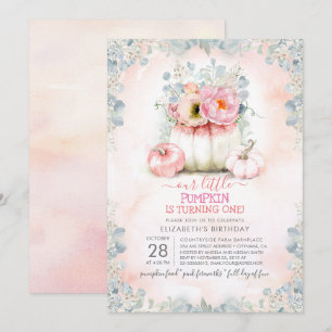 Roze Goud Kleine Pompoen Schattige Herfst Verjaard Kaart