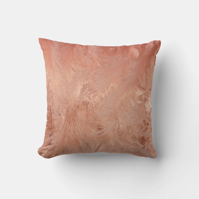 Roze Goud Koper Textuur Metaalachtig Kussen (Voorkant)