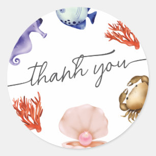 Roze goud Kust Chic Waterverf bedankt Ronde Sticker