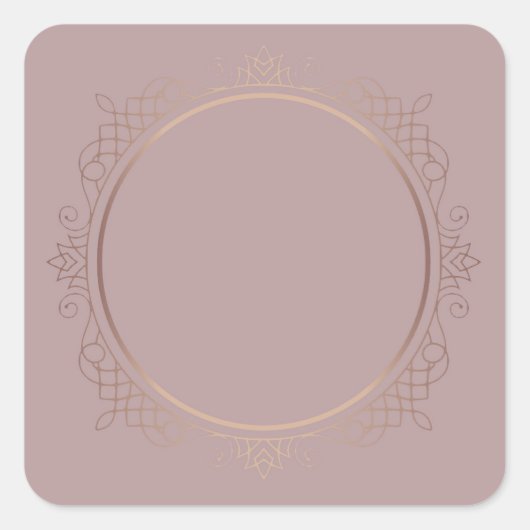 Roze Goud Lege Sjabloon Tekst Toevoegen Elite Desi Vierkante Sticker (Voorkant)