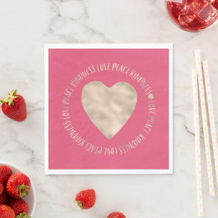Roze Goud Liefde Vrede Vriendelijkheid Hart inspir Servet