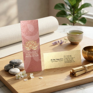 Roze Goud Lotus Yoga Meditatie Reiki Instructeur Mini Visitekaartje