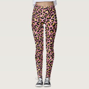 Roze Goud Luipaard Patroon Leggings
