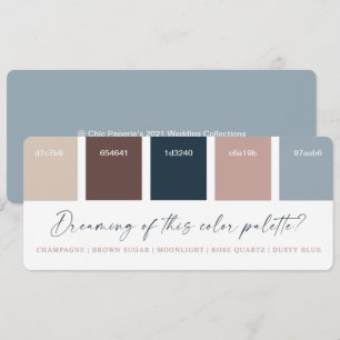 Roze Goud & Marineblauw Trouw Kleurenpalet Kaart