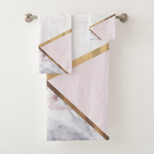 Roze Goud Marmer Werveling & Blush Roze Brons Glam Bad Handdoek