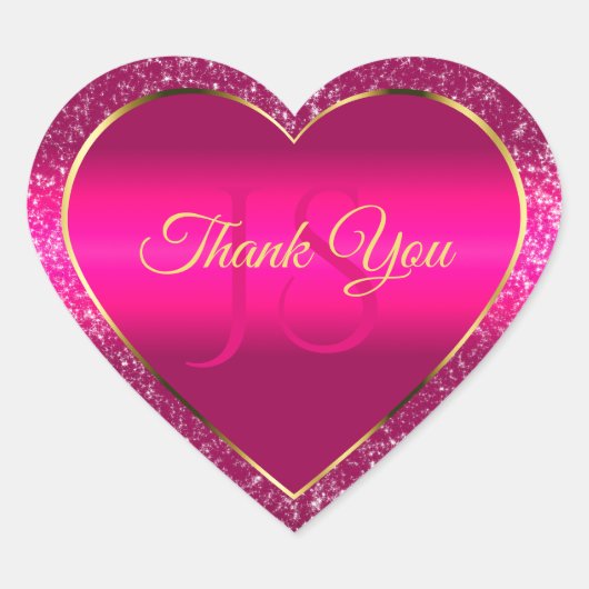 Roze Goud met Glitter en Initialen Schattige Bedan Hart Sticker (Voorkant)