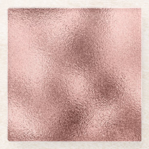 Roze Goud Metaalachtig: Vintage Glans. Glazen Onderzetter