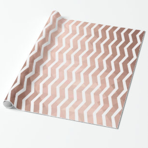 Roze goud metallic effect witte strepen chic meisj cadeaupapier