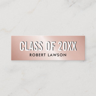 Roze Goud Metallic Luxe Klas Afstudeer Naamkaart Mini Visitekaartje