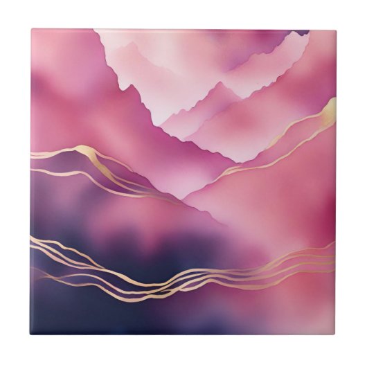 Roze Goud Metallic Marmeren Steen Tegeltje (Voorkant)