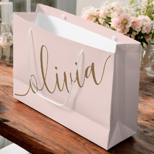 Roze Goud Minimalistisch Modern Monogram Elegant Groot Cadeauzakje