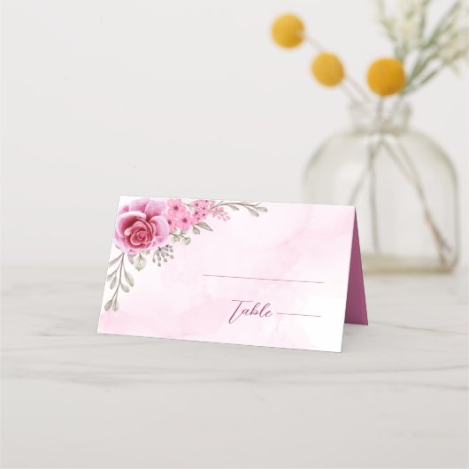 Roze Goud Minimalistische Bloemenbruiloft (Voorkant)