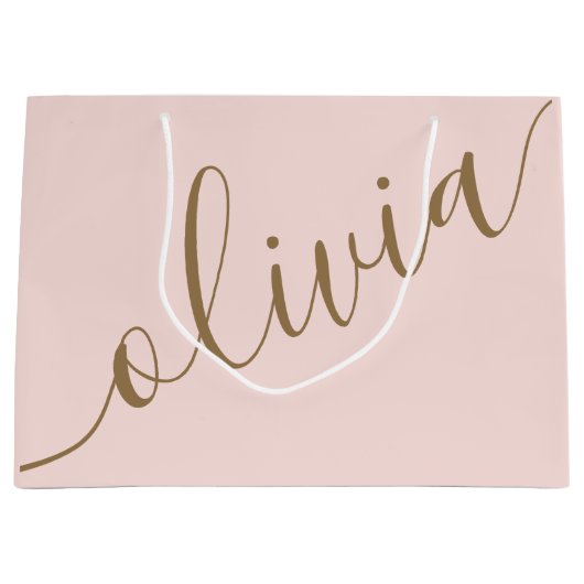 Roze Goud Minimalistische Moderne Monogram Elegant Groot Cadeauzakje (Voorkant)