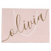 Roze Goud Minimalistische Moderne Monogram Elegant Groot Cadeauzakje (Achterkant)