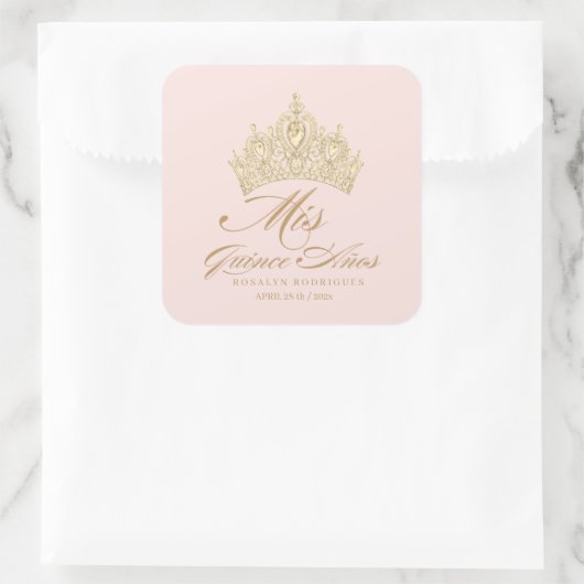 Roze Goud Mis Quince Anos Sticker (Tas)