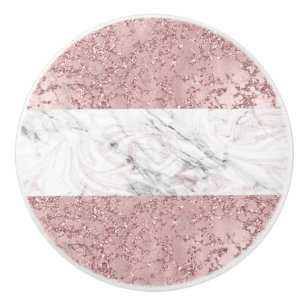 Roze Goud Moderne Glam Marmer & Glitter Decoratie Keramische Knop