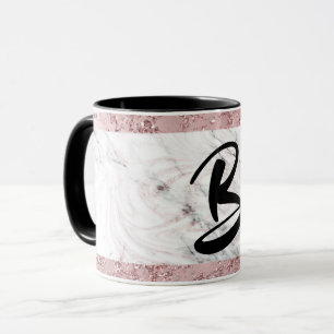 Roze Goud Moderne Glam Marmer & Glitter Decoratie Mok