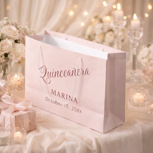 Roze goud naam script Quinceanera Groot Cadeauzakje