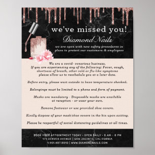 Roze Goud Nagelsalon Covid Bewuste Veiligheid Poster