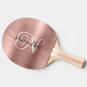 Roze Goud Nep Folie Krullende Monogram Tafeltennisbatje